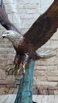 Swooping American Bald Eagle Real Bronze Sculpture 30" x 21"