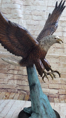 Swooping American Bald Eagle Real Bronze Sculpture 30" x 21"