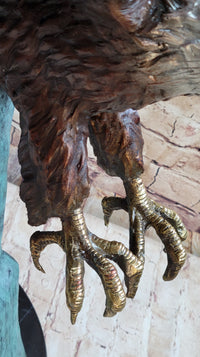 Swooping American Bald Eagle Real Bronze Sculpture 30" x 21"