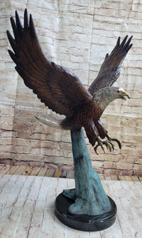 Swooping American Bald Eagle Real Bronze Sculpture 30" x 21"