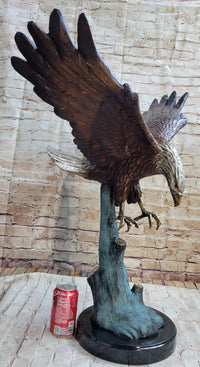 Swooping American Bald Eagle Bronze Metal Sculpture 30"