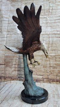 Swooping American Bald Eagle Bronze Metal Sculpture 30"