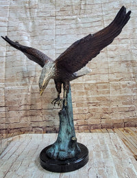 Swooping American Bald Eagle Bronze Metal Sculpture 30"