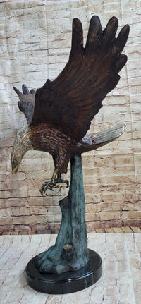 Swooping American Bald Eagle Bronze Metal Sculpture 30"