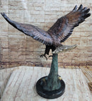 Swooping American Bald Eagle Bronze Metal Sculpture 30"