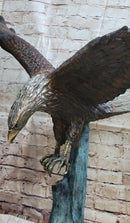 Swooping American Bald Eagle Bronze Metal Sculpture 30"