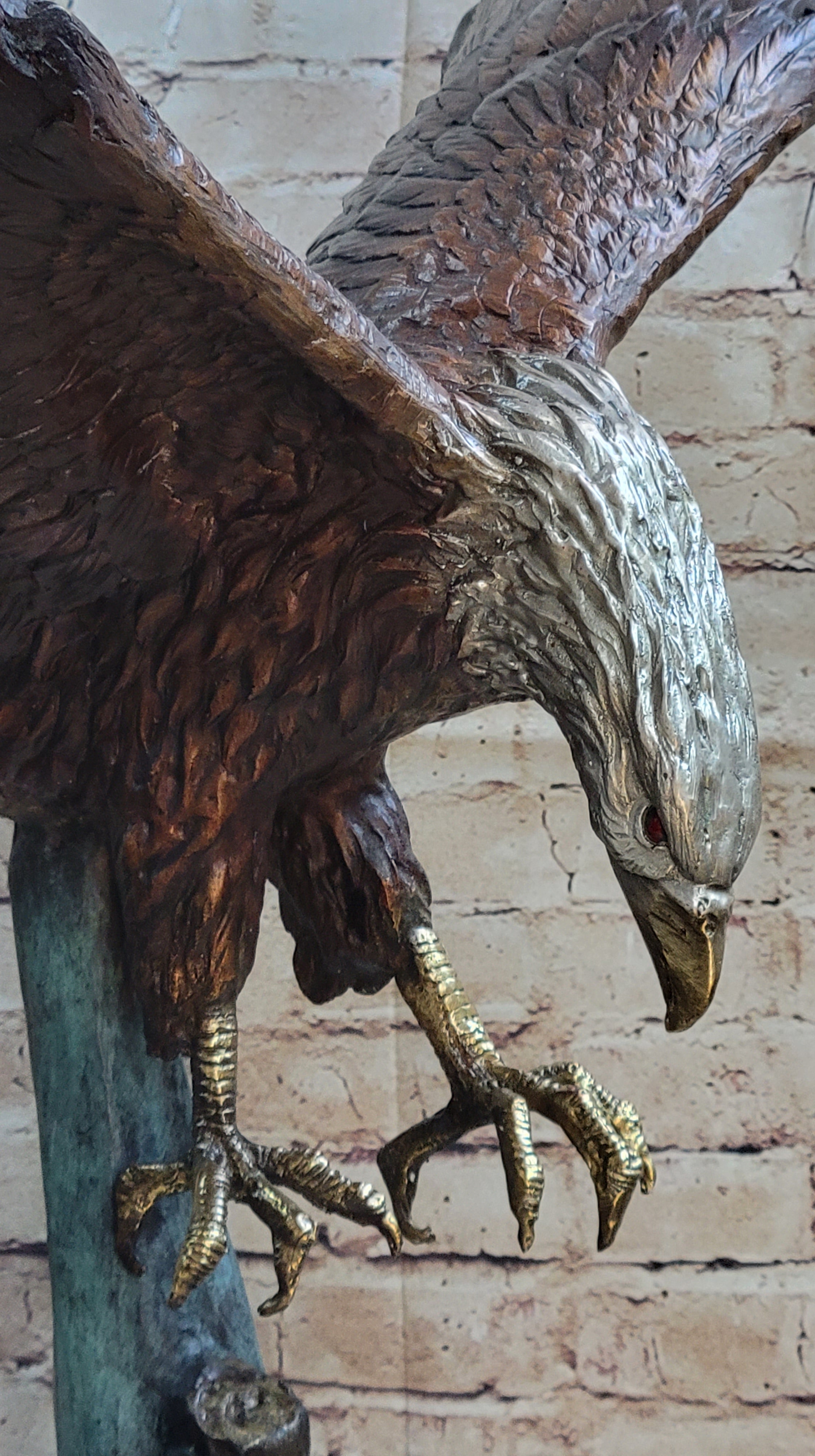 Swooping American Bald Eagle Bronze Metal Sculpture 30"