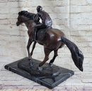 Bronze Jockey Horseman Equestrian Horse Racing Sculpture 16" x 23"