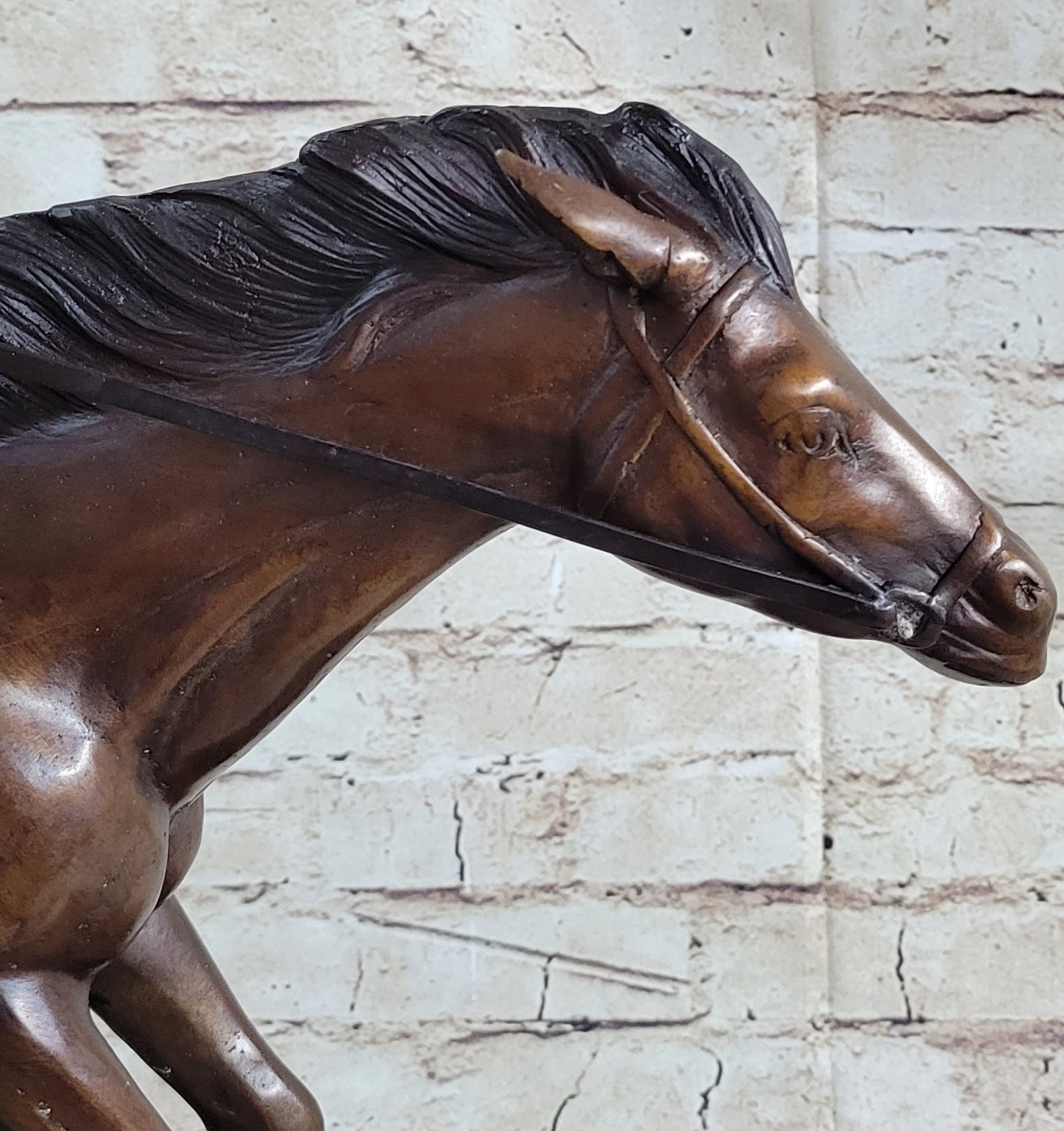 Bronze Jockey Horseman Equestrian Horse Racing Sculpture 16" x 23"