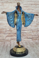 Julius Erte Art Deco Bronze Showgirl Sculpture Glazed Patina 19" x 15"