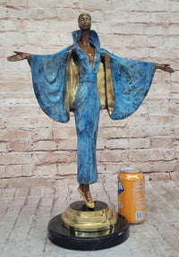 Julius Erte Art Deco Bronze Showgirl Sculpture Glazed Patina 19" x 15"