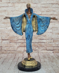 Julius Erte Art Deco Bronze Showgirl Sculpture Glazed Patina 19" x 15"