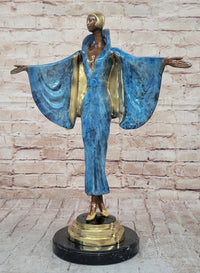 Julius Erte Art Deco Bronze Showgirl Sculpture Glazed Patina 19" x 15"