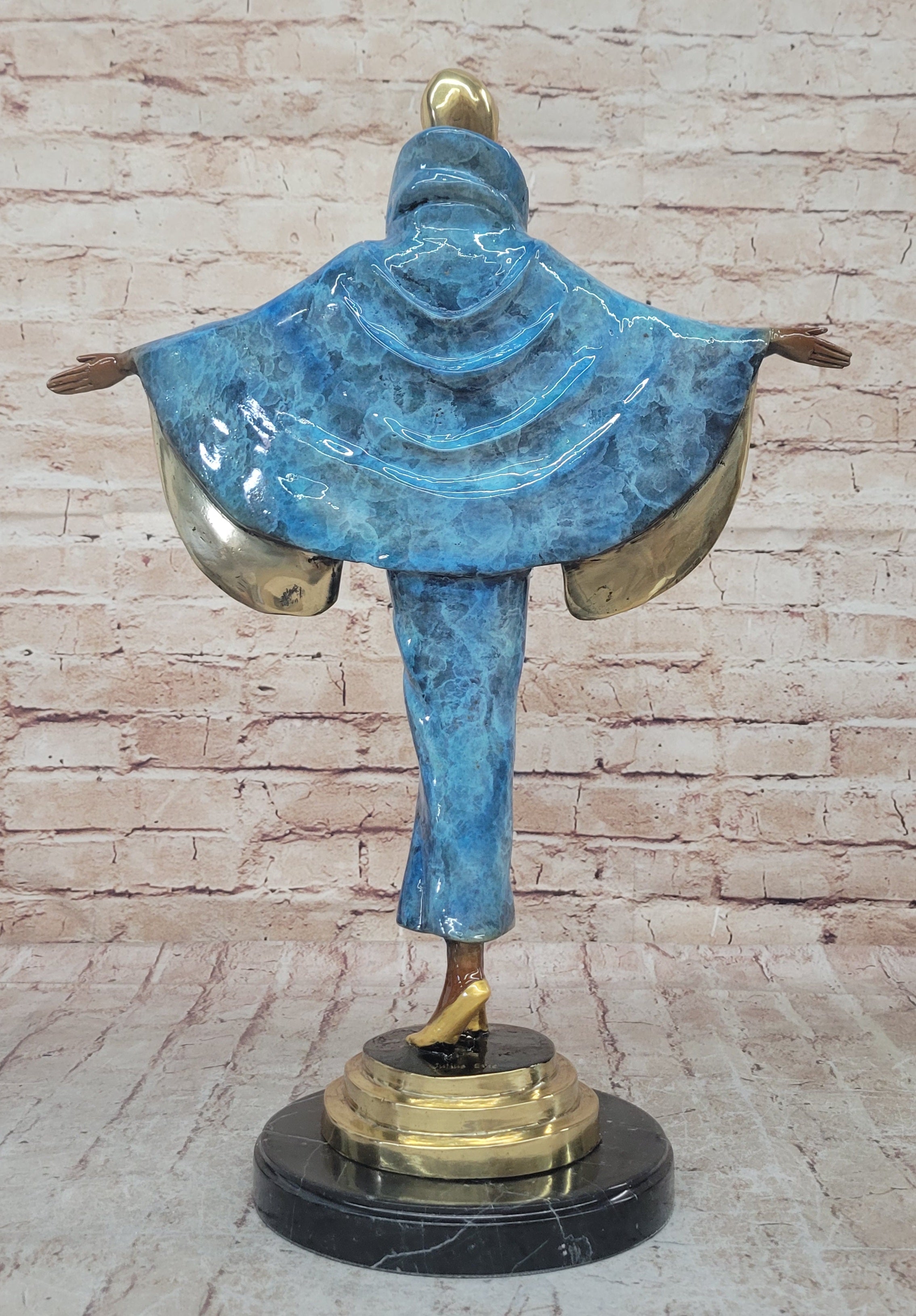 Julius Erte Art Deco Bronze Showgirl Sculpture Glazed Patina 19" x 15"