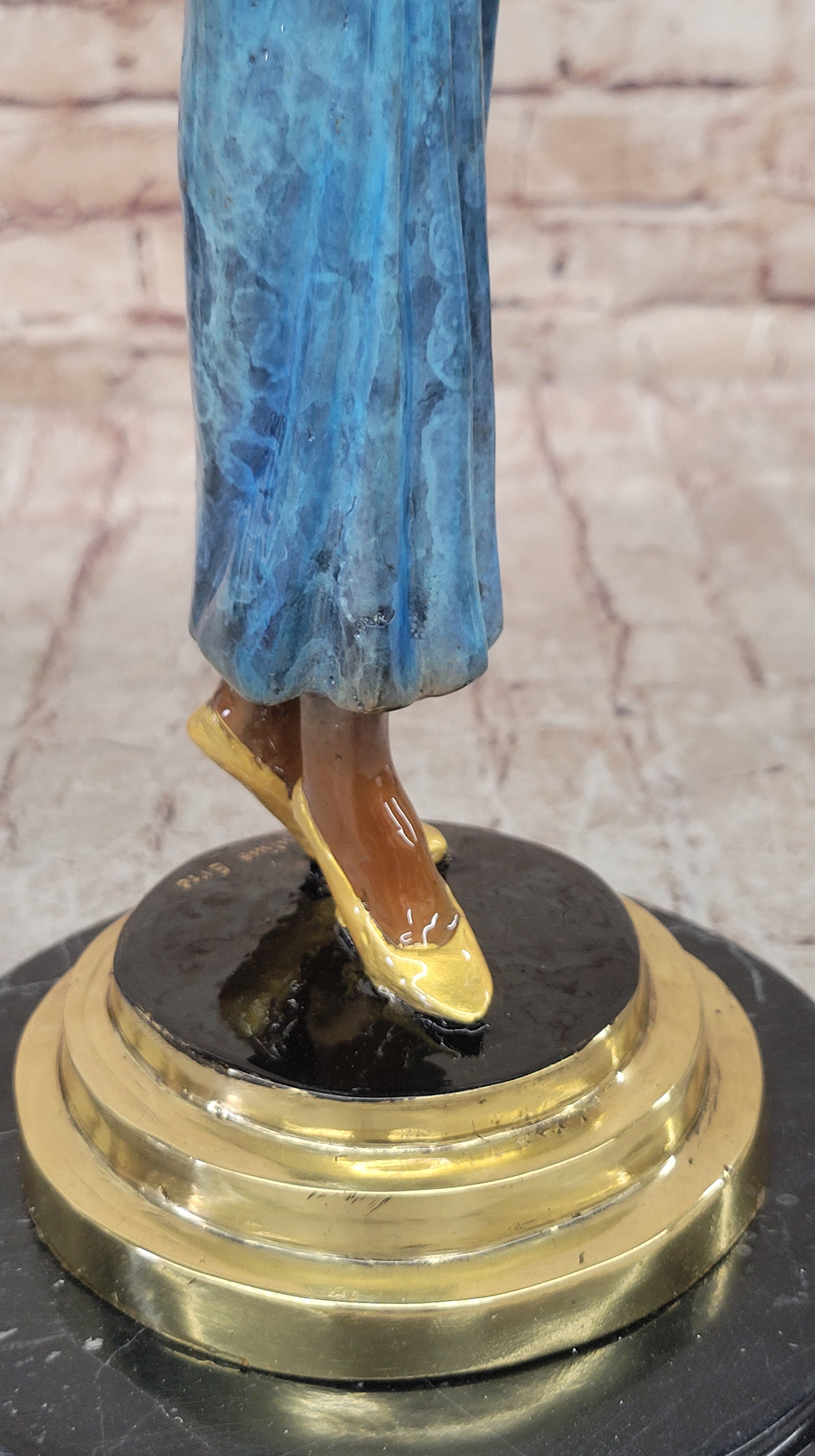 Julius Erte Art Deco Bronze Showgirl Sculpture Glazed Patina 19" x 15"