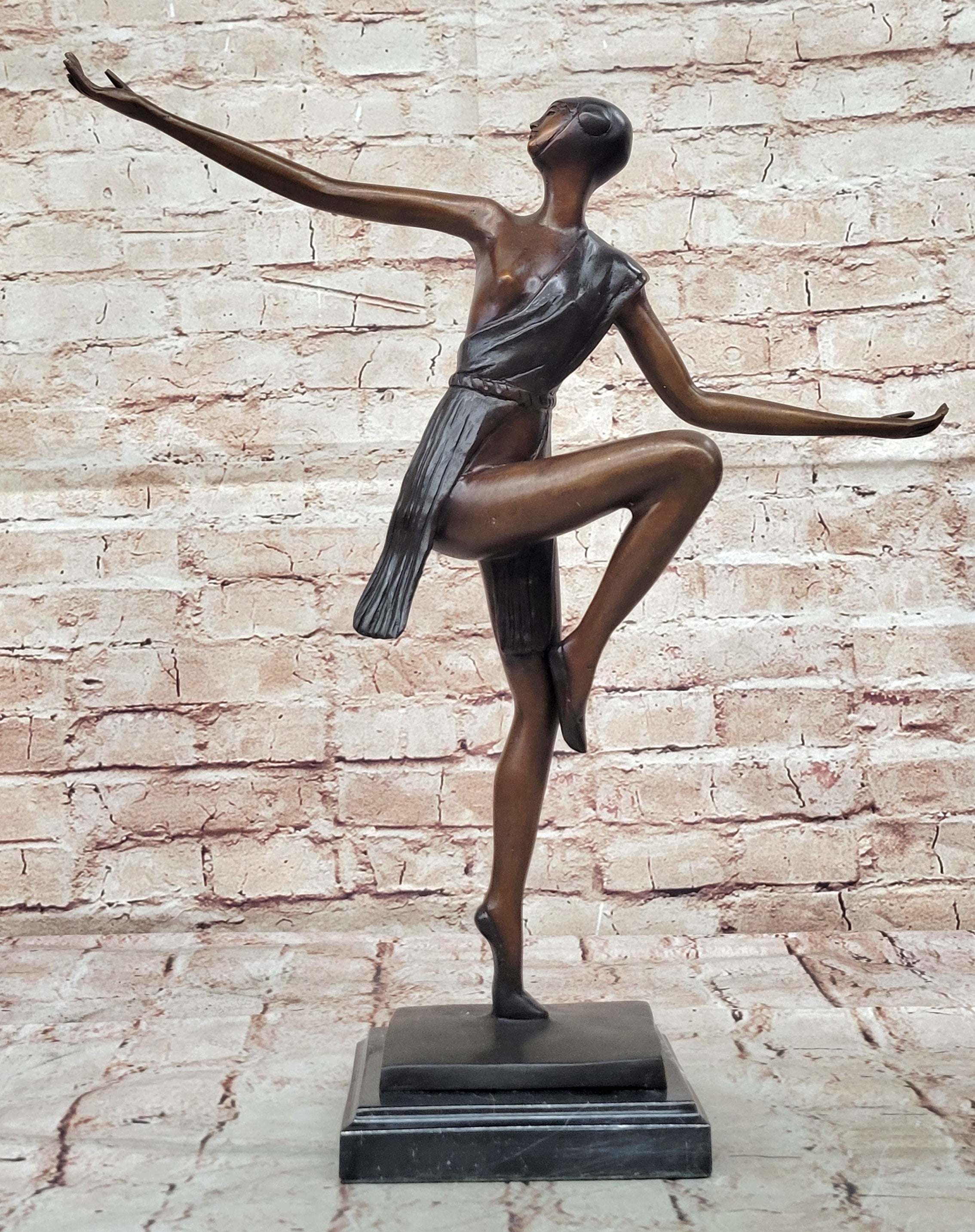 Bronze Art Deco Dancer Sculpture – Numbered Signed Ballerina