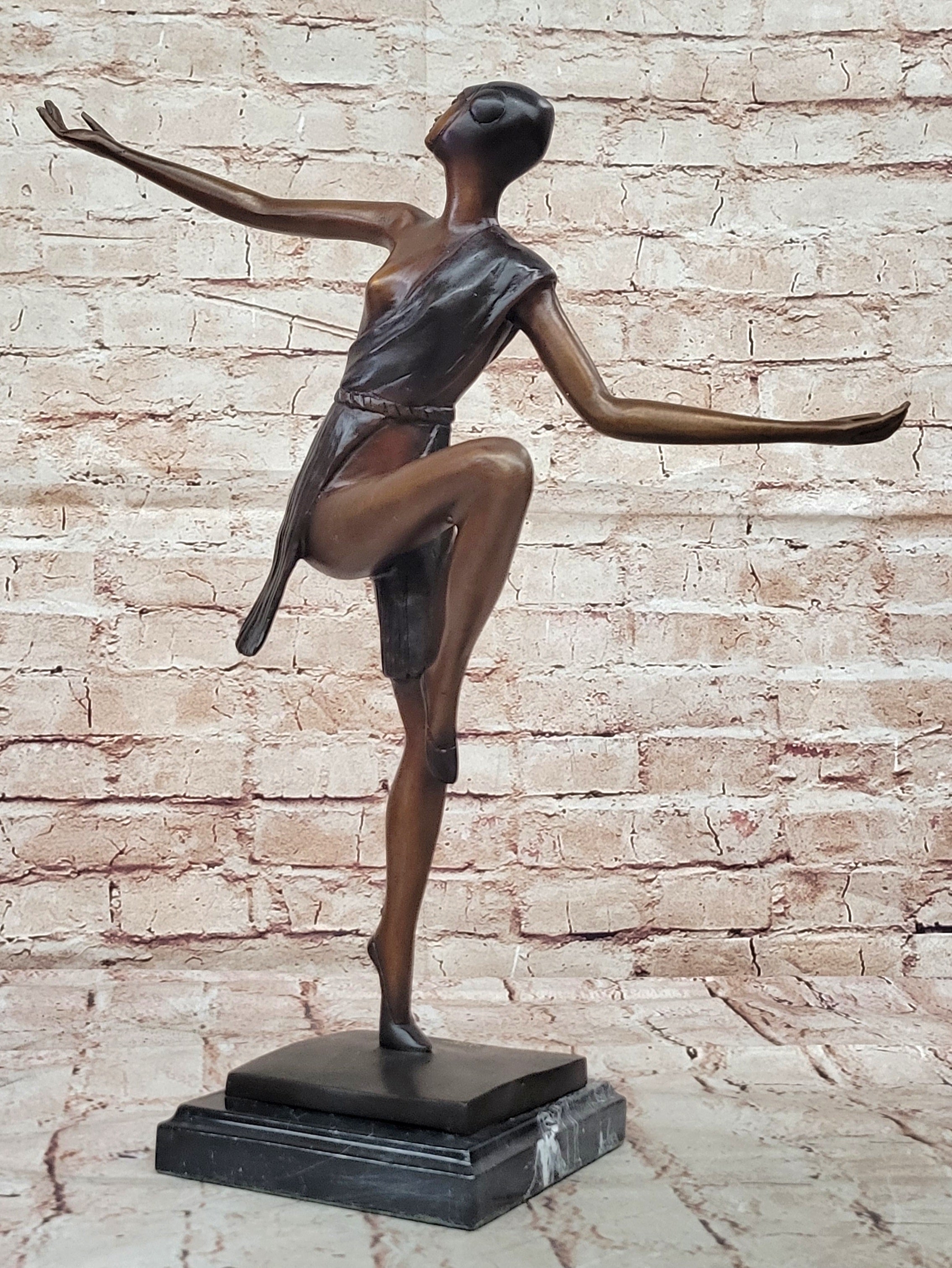 Bronze Art Deco Dancer Sculpture – Numbered Signed Ballerina