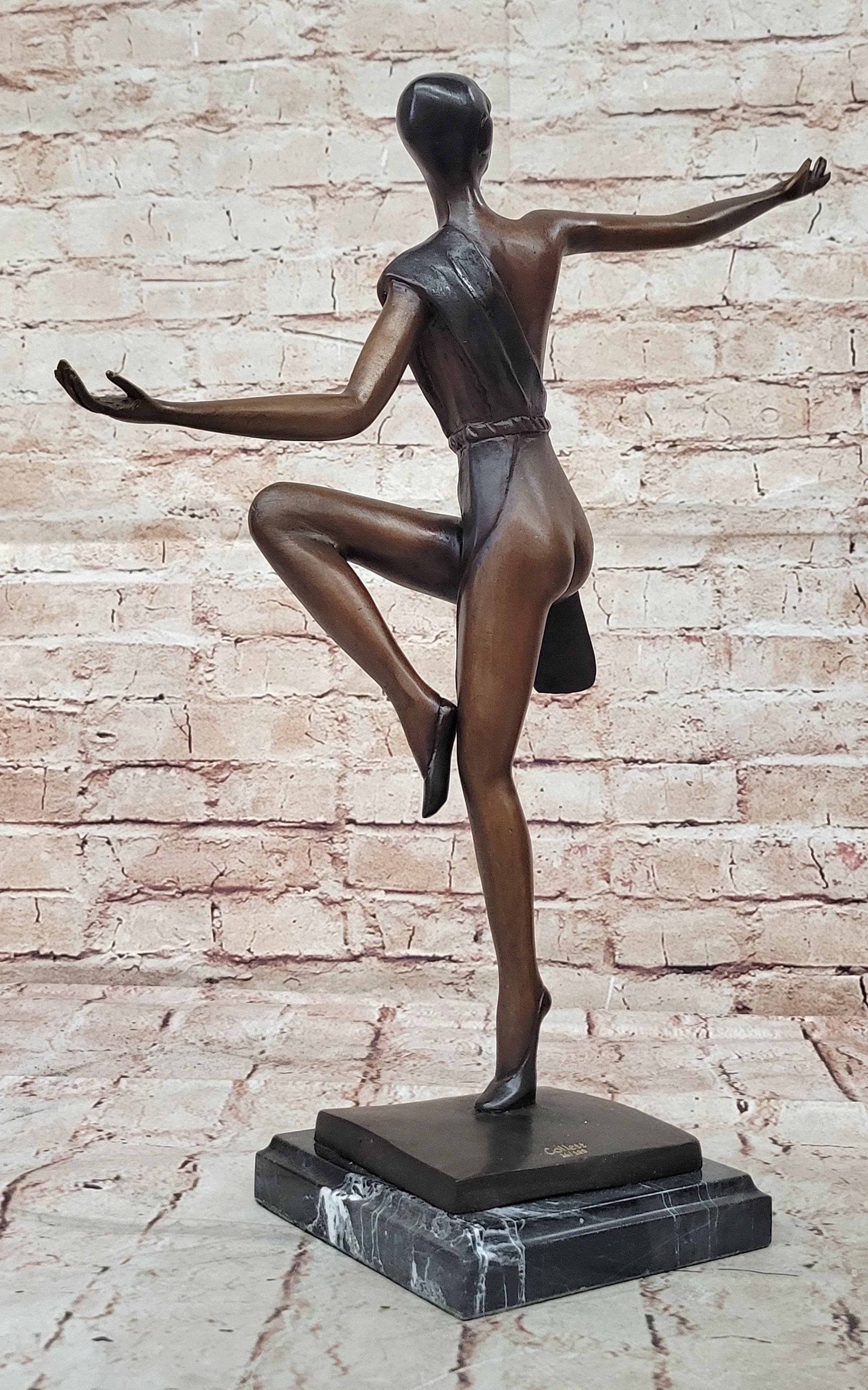 Bronze Art Deco Dancer Sculpture – Numbered Signed Ballerina