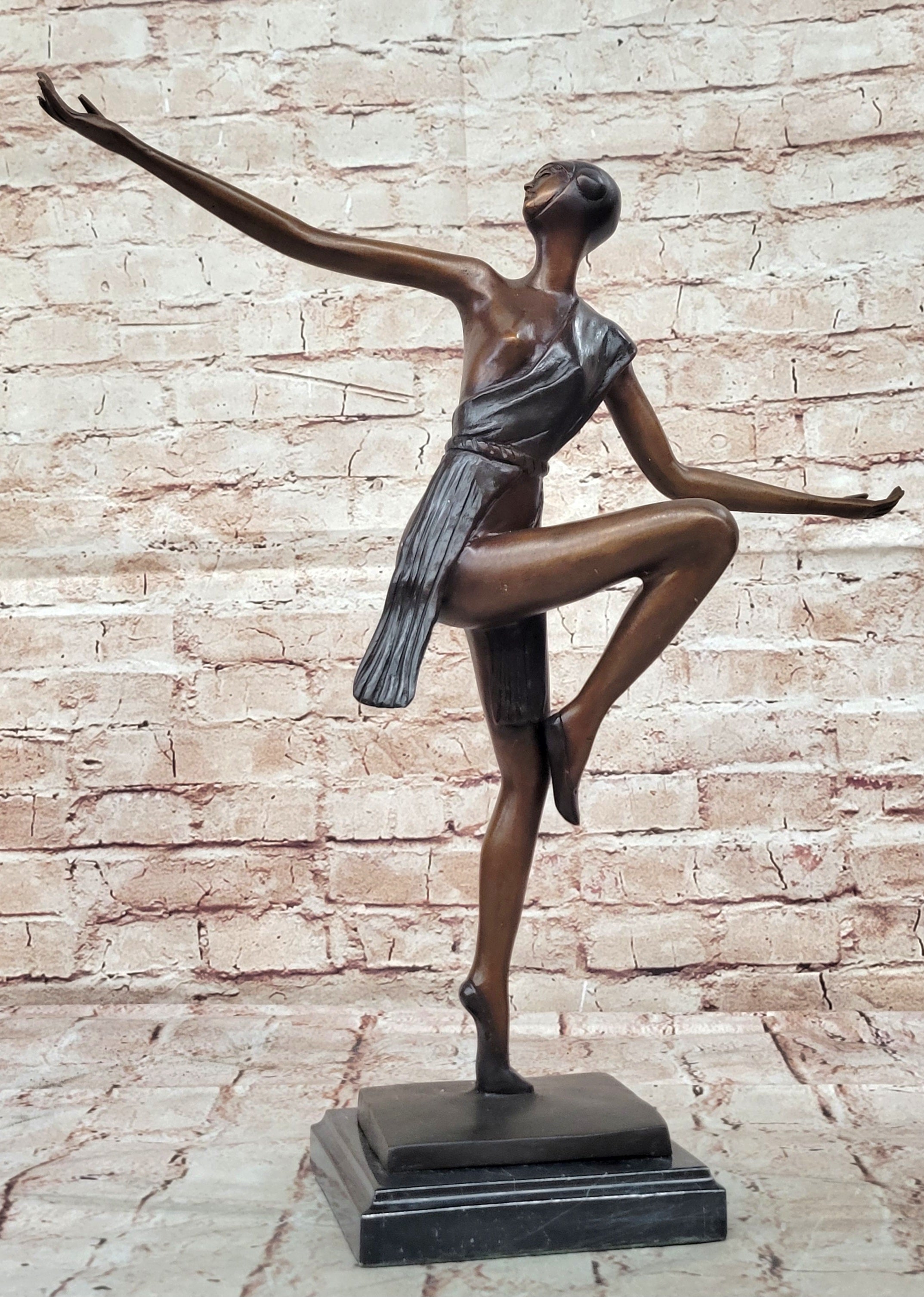 Bronze Art Deco Dancer Sculpture – Numbered Signed Ballerina