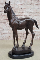 Arabian Horse Stallion Bronze Sculpture by Moigniez On Marble Base Figurine Gift