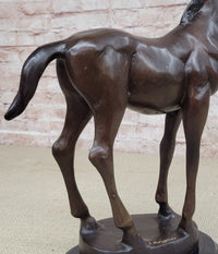 Arabian Horse Stallion Bronze Sculpture by Moigniez On Marble Base Figurine Gift
