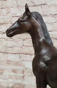 Arabian Horse Stallion Bronze Sculpture by Moigniez On Marble Base Figurine Gift