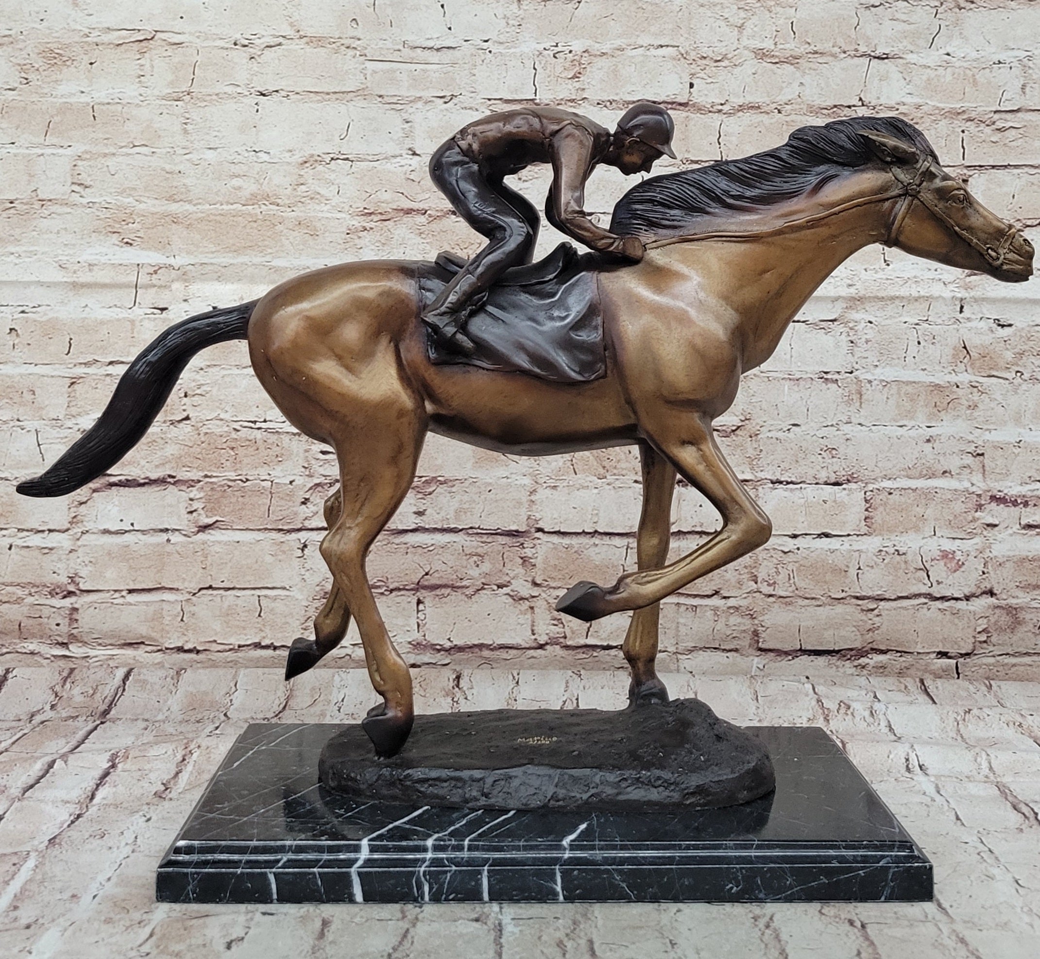 Jockey Race Horse Equestrian Bronze Sculpture Numbered & Signed