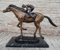Jockey Race Horse Equestrian Bronze Sculpture Numbered & Signed
