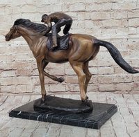 Jockey Race Horse Equestrian Bronze Sculpture Numbered & Signed