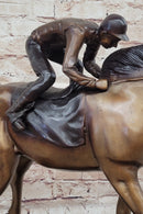 Jockey Race Horse Equestrian Bronze Sculpture Numbered & Signed