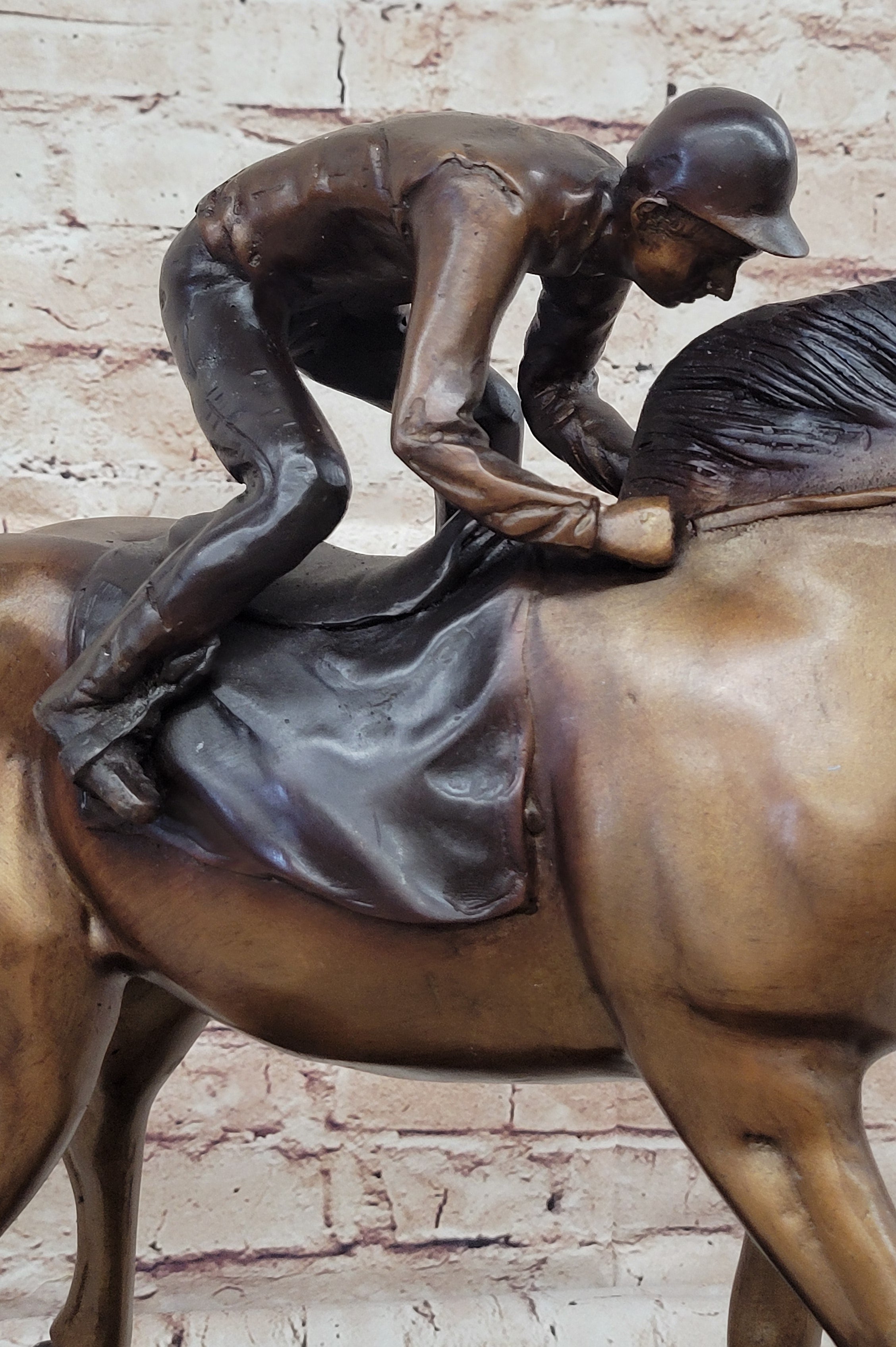 Jockey Race Horse Equestrian Bronze Sculpture Numbered & Signed