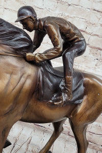 Jockey Race Horse Equestrian Bronze Sculpture Numbered & Signed