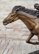 Jockey Race Horse Equestrian Bronze Sculpture Numbered & Signed