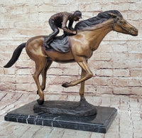 Jockey Race Horse Equestrian Bronze Sculpture Numbered & Signed
