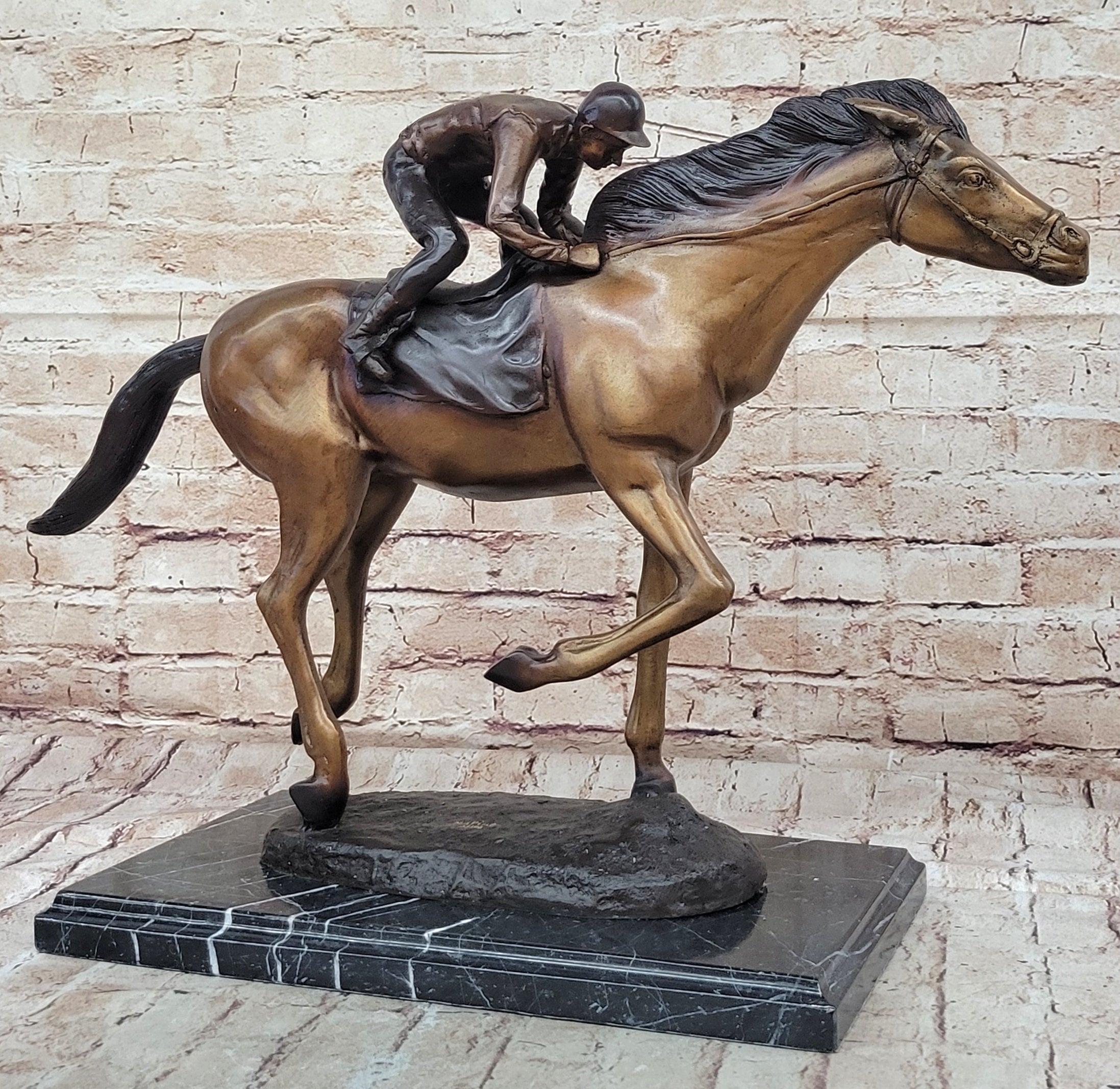 Jockey Race Horse Equestrian Bronze Sculpture Numbered & Signed