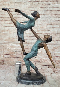 Pas De Deux Ballet Dancers Bronze Sculpture on Marble Base