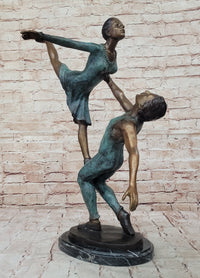 Pas De Deux Ballet Dancers Bronze Sculpture on Marble Base
