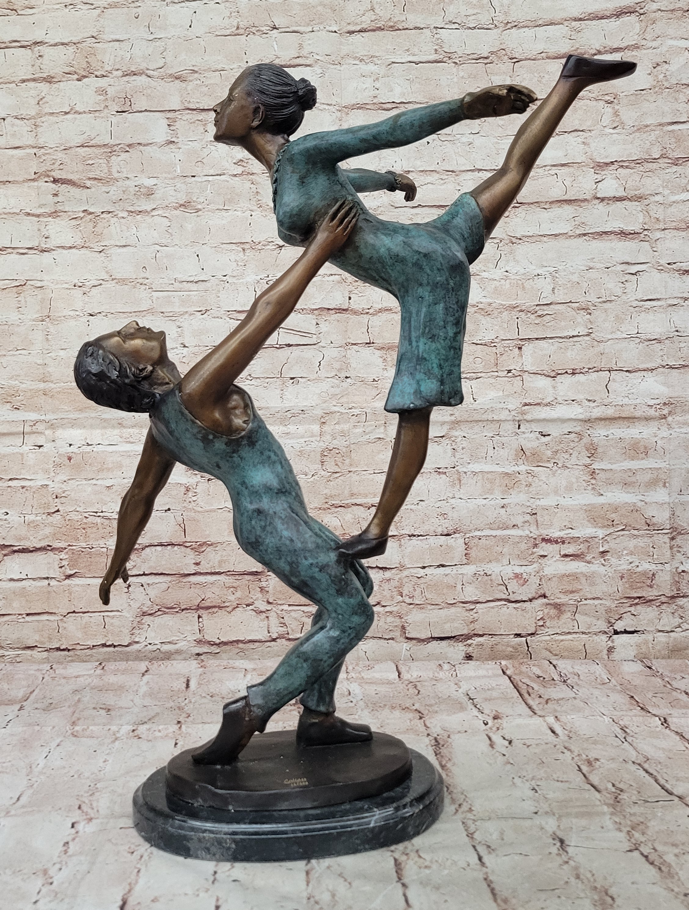 Pas De Deux Ballet Dancers Bronze Sculpture on Marble Base