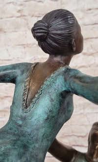 Pas De Deux Ballet Dancers Bronze Sculpture on Marble Base