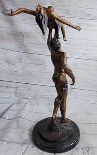 Dream Dance Levitating Woman & Muscular Man Ballet Dancer Semi Nude Original Art