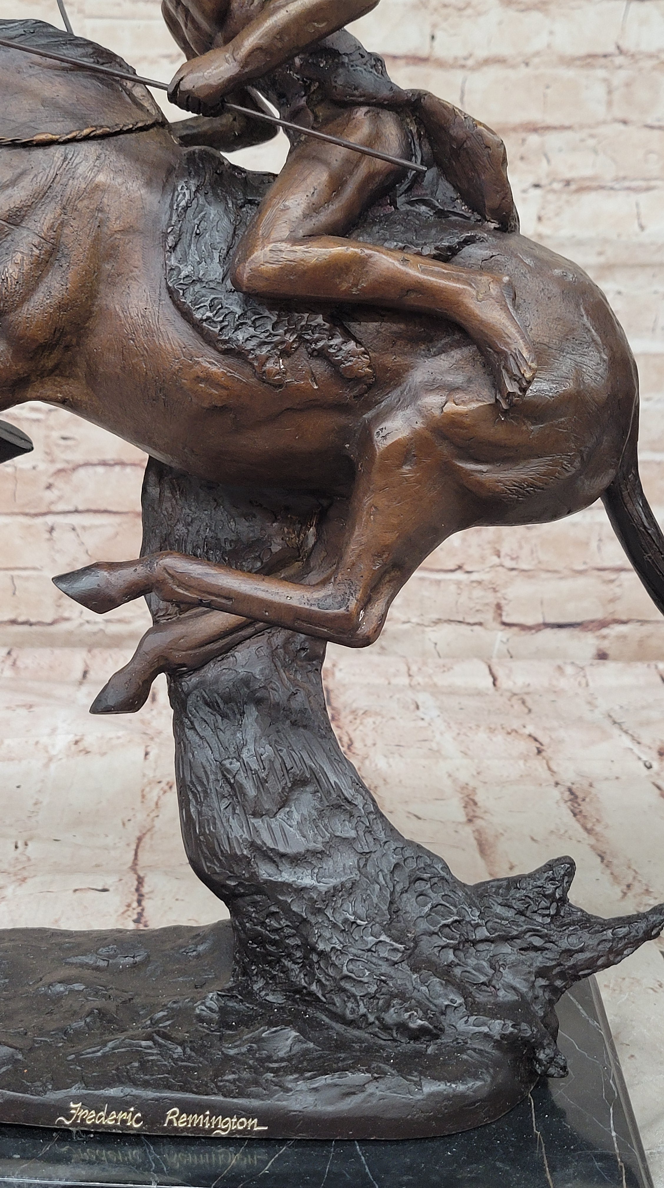 CHEYENNE by Frederic Remington Native American Horseback Western Bronze Statue Sculpture 17" x 19"