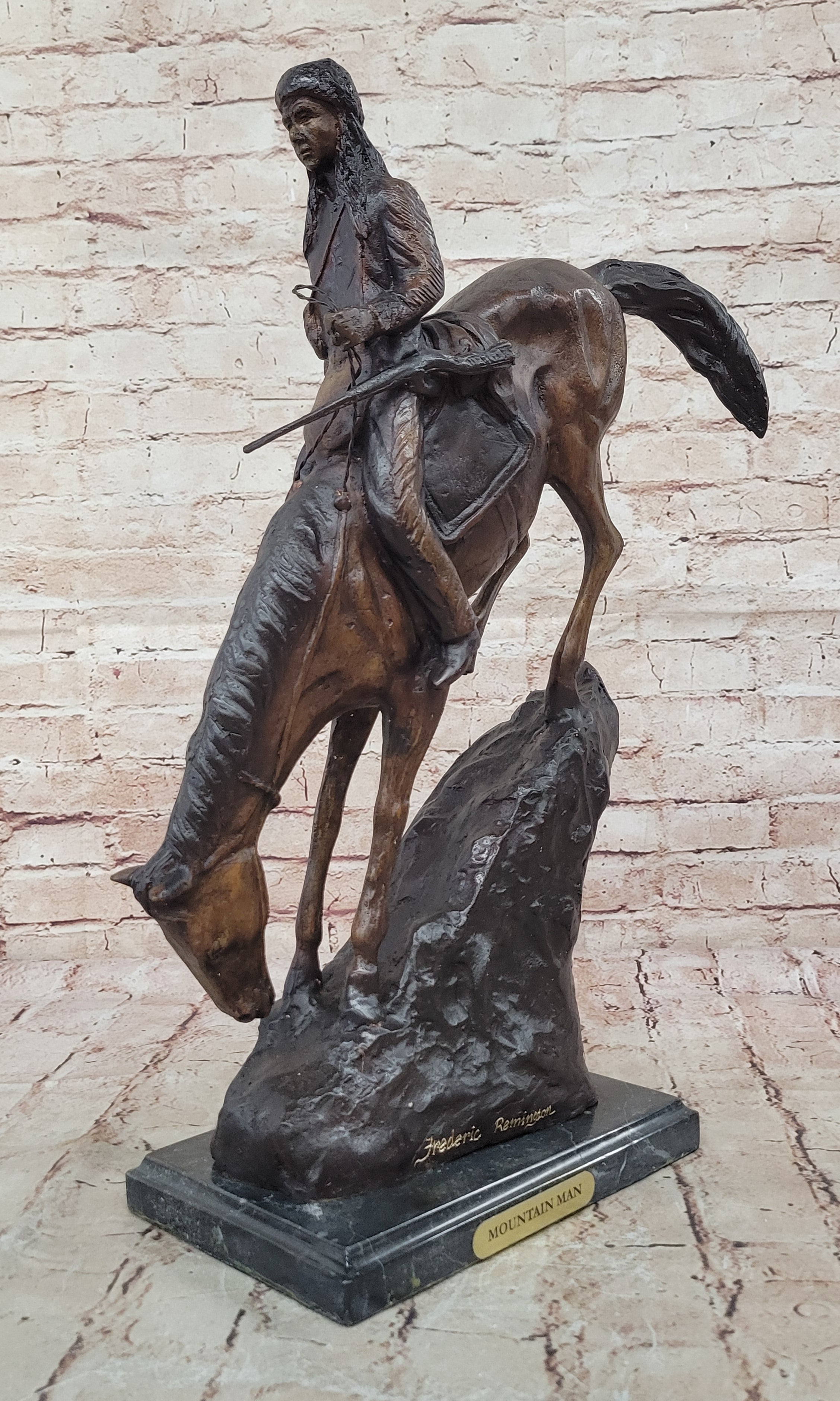 Mountain Man Frederic Remington Bronze Sculpture 21" x 17"