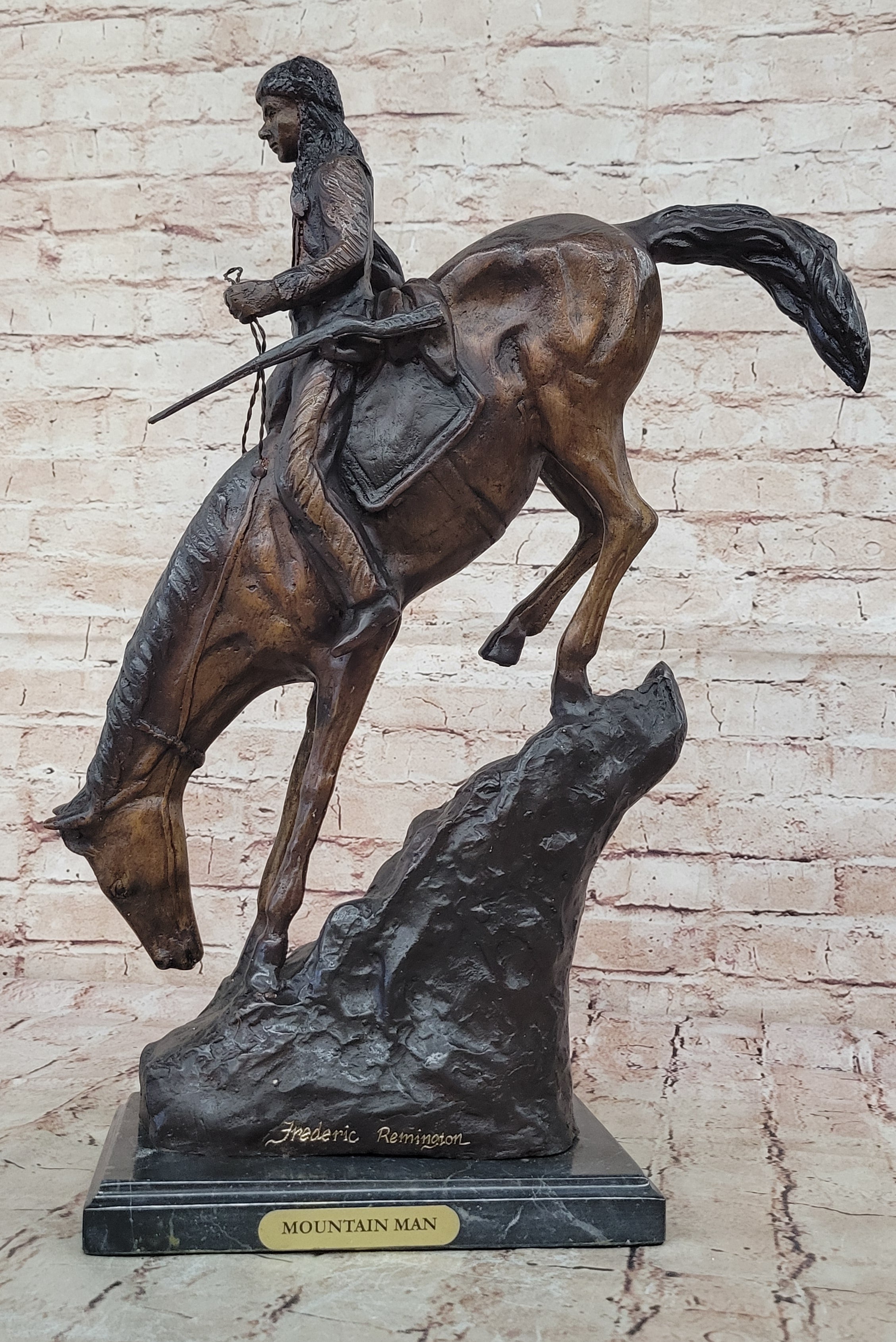 Mountain Man Frederic Remington Bronze Sculpture 21" x 17"