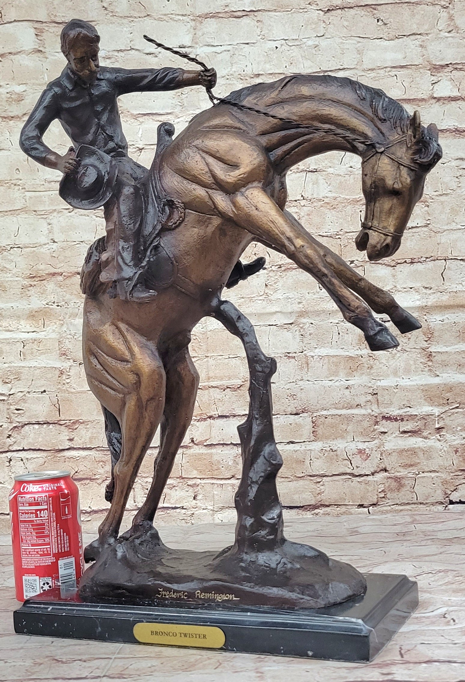 BRONCO TWISTER by Frederic Remington Western Cowboy Bronze Statue Sculpture 20" x 20"