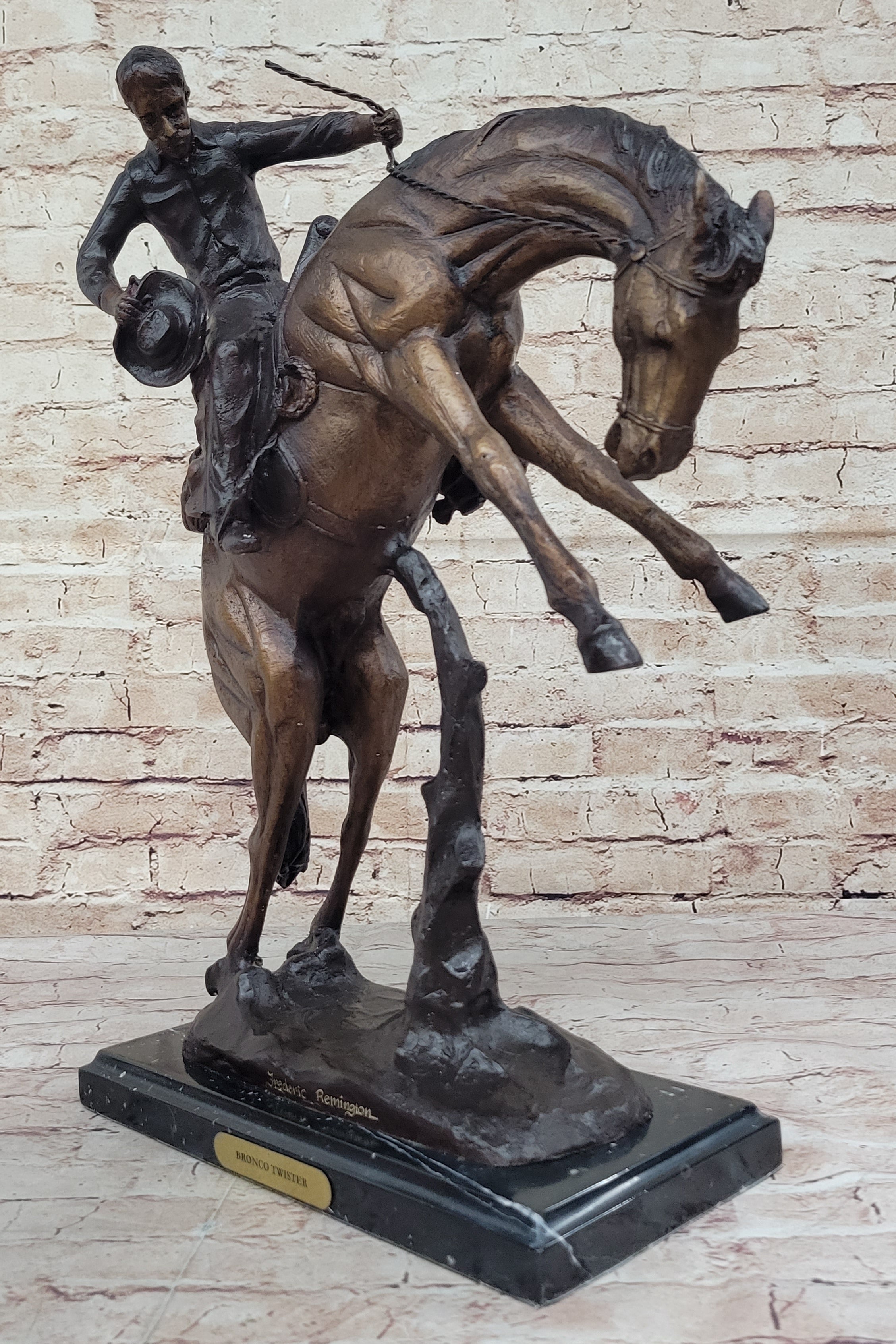 BRONCO TWISTER by Frederic Remington Western Cowboy Bronze Statue Sculpture 20" x 20"