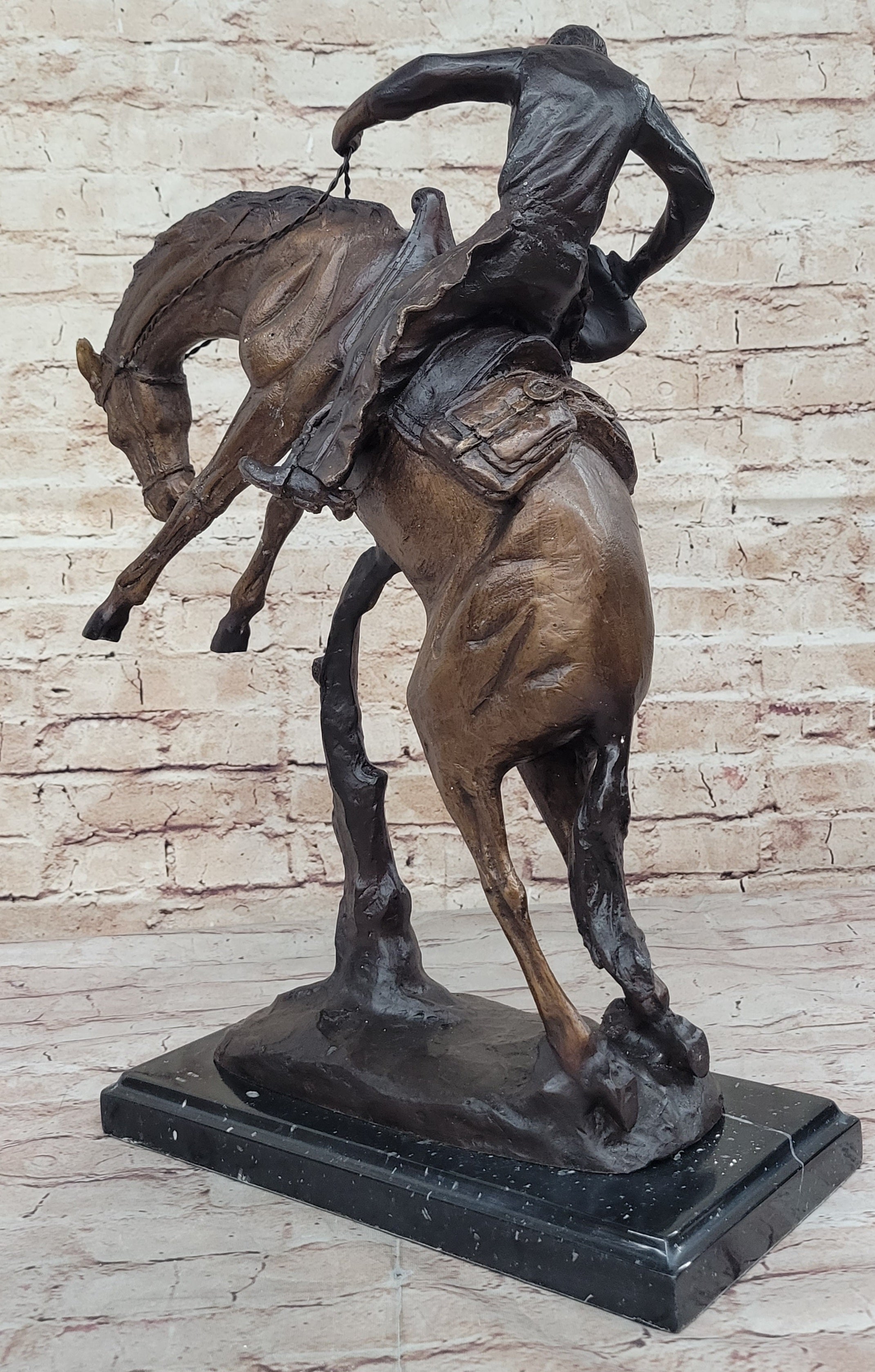 BRONCO TWISTER by Frederic Remington Western Cowboy Bronze Statue Sculpture 20" x 20"