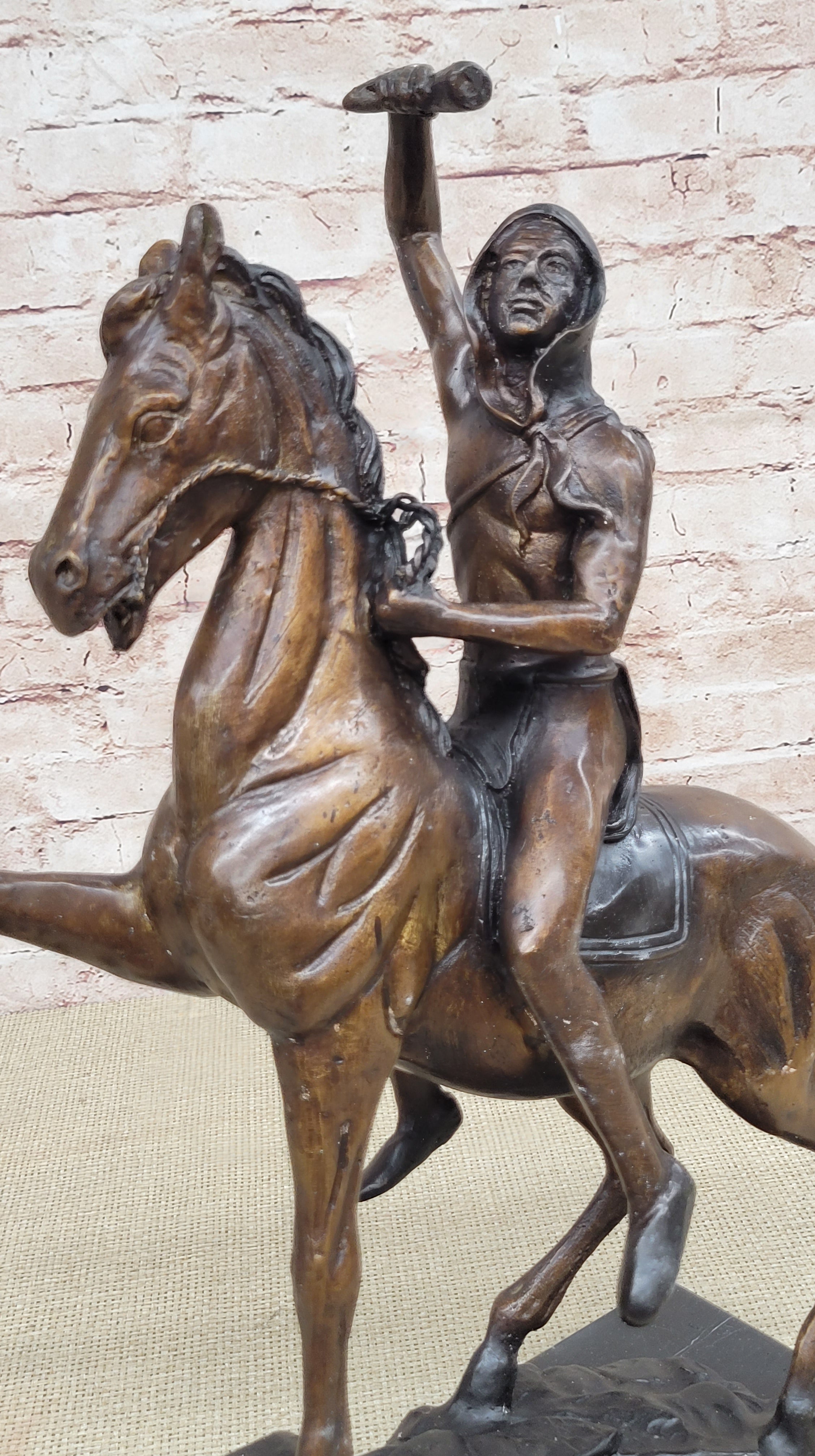 SCALP Frederic Remington Bronze Sculpture Native American 19" x 21"