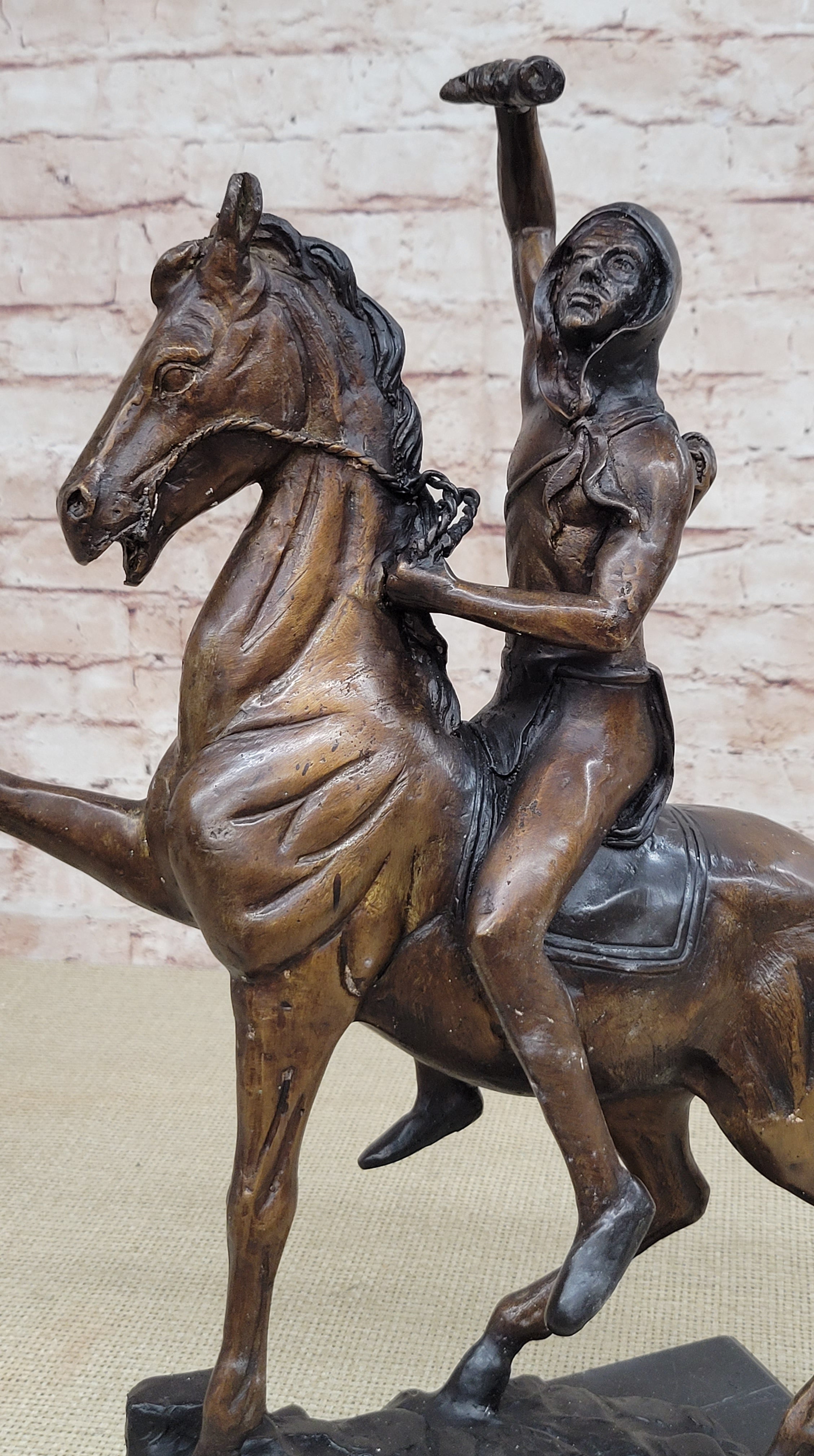 SCALP Frederic Remington Bronze Sculpture Native American 19" x 21"