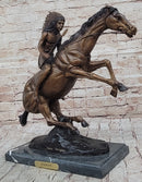 Native American WARRIOR on Horseback by Frederic Remington Bronze Statue Sculpture 18" x 21"