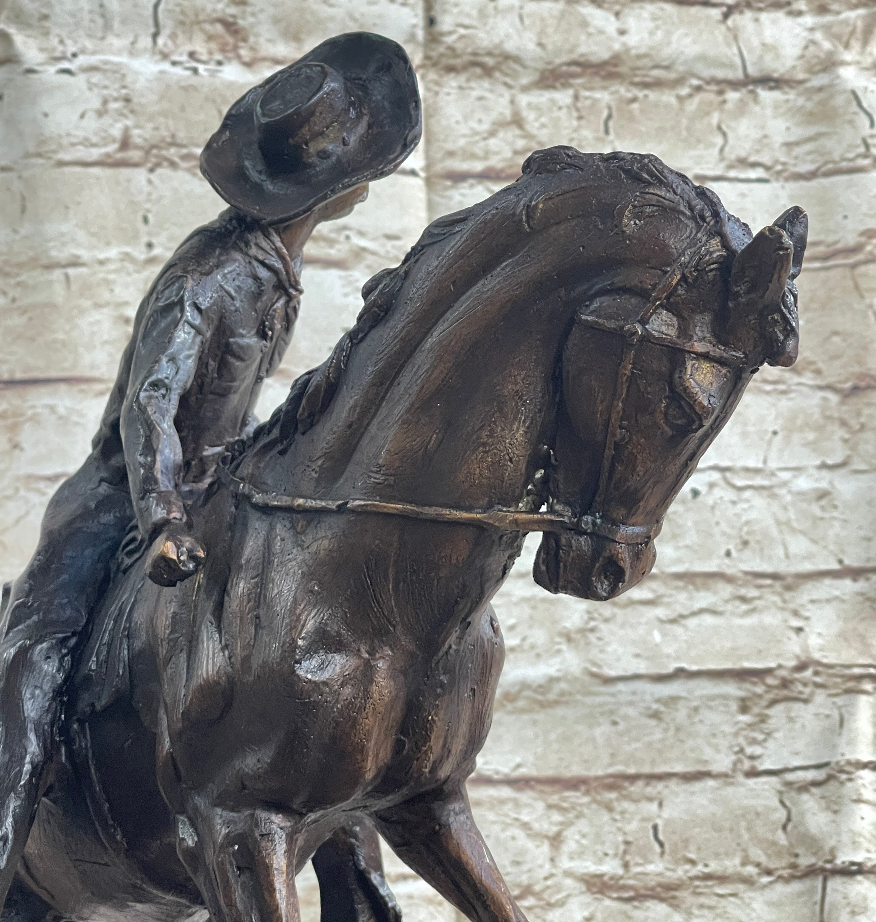 Frederic Remington Cowboy Bronze Sculpture 17" x 21"
